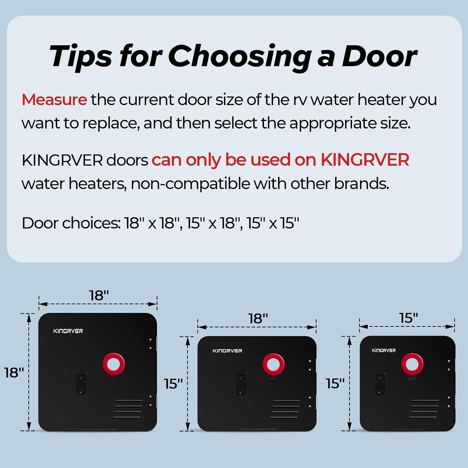 RV Tankless Water Heater without Door, , Propane Gas, DC 12V, 3 Optional Door Sizes 15"x15", 15"x18" and 18"x18" for Refitment, Compatible with All RVs, Sufficient Power, High Altitude