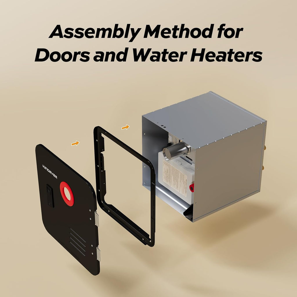RV Tankless Water Heater without Door, , Propane Gas, DC 12V, 3 Optional Door Sizes 15"x15", 15"x18" and 18"x18" for Refitment, Compatible with All RVs, Sufficient Power, High Altitude