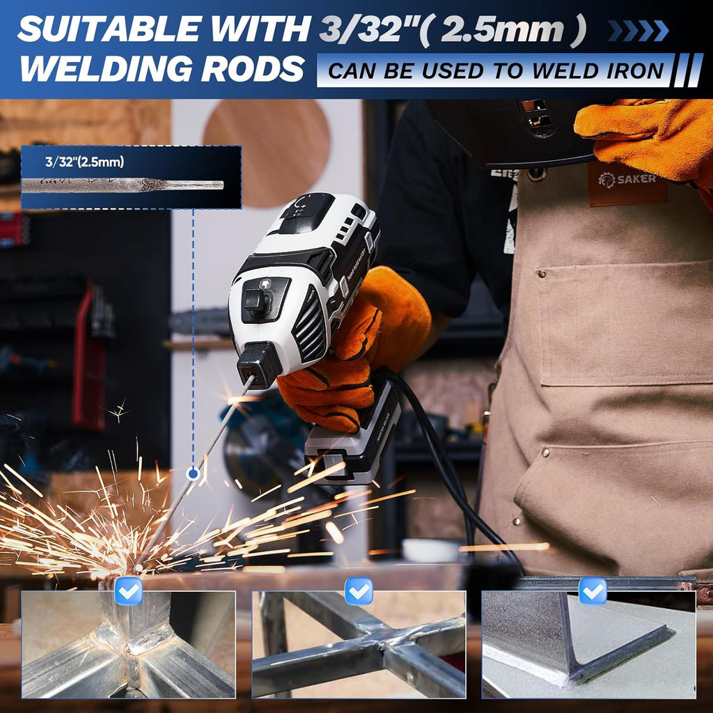Portable Electric Welding Machine,110V Portable Welder Handheld with IGBT Inverter 5 Variable Current Adjustment,Portable ARC Welder Gun, Fits for 3/32" Wire Rods (Grey)