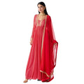 Women’s Red Embroidered Anarkali Gown with Dupatta – Ethnic Party Wear