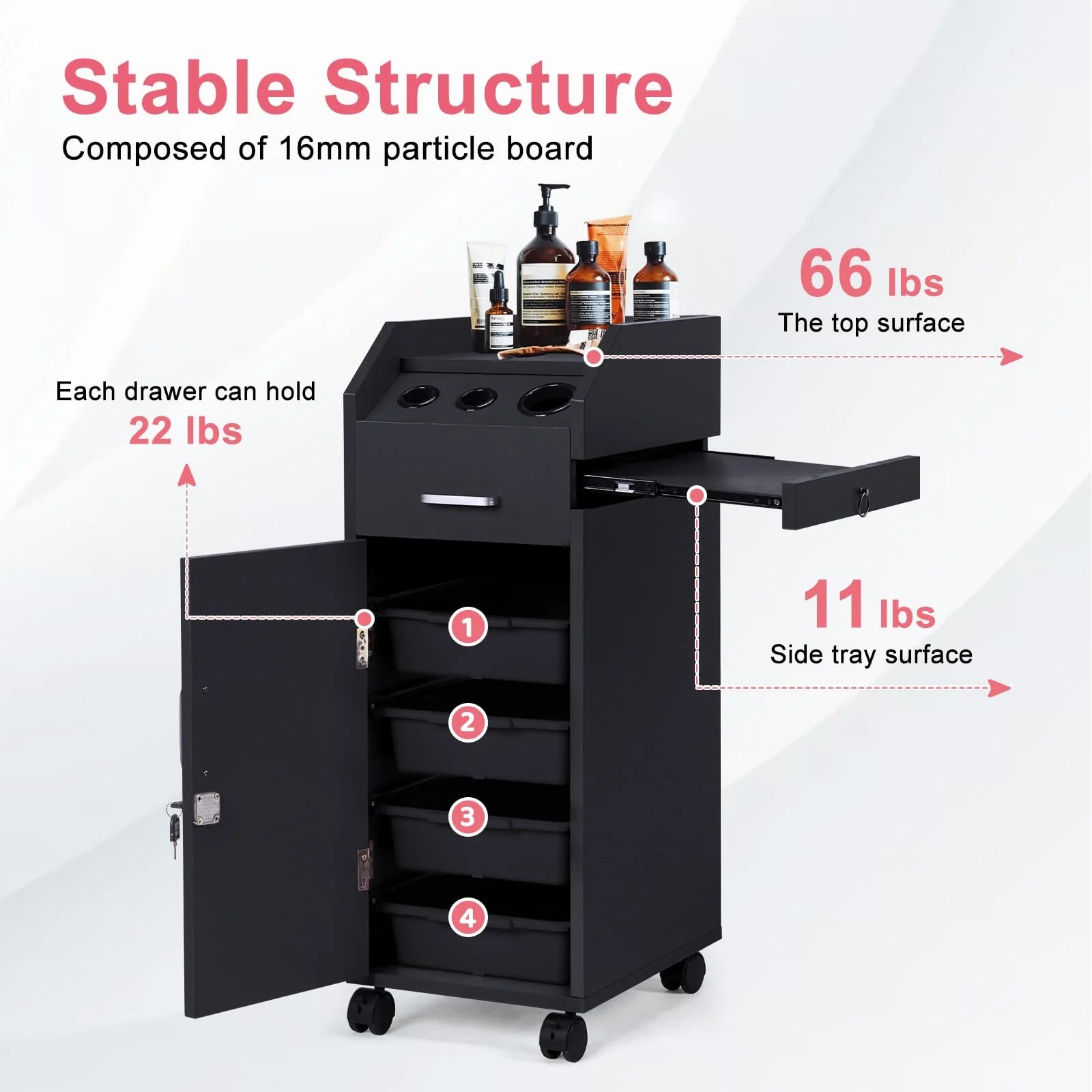 Winado Hair Salon Storage Cart with Wheels